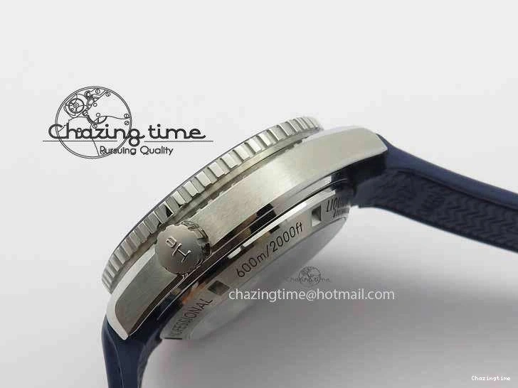 0508 Chic Planet Ocean Master Chrono 45mm SS OM 1:1 Best Edition Blue Dial On Blue Rubber Strap A 8172